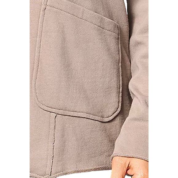 QVC Peace Love World French Terry Blazer Back Stitch Detail MUSHROOM NWT SIZE L - Picture 2 of 7